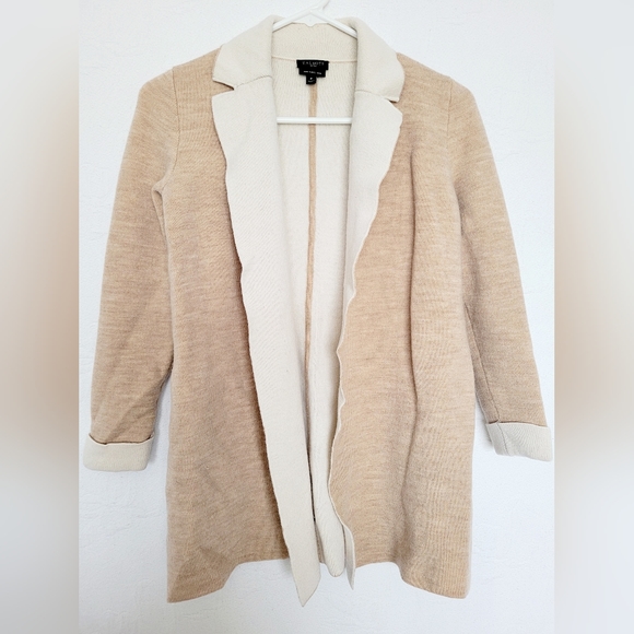 $189 Talbots Women's Pure Merino Wool Open Front Cardigan Tan/Cream XS - Picture 14 of 14
